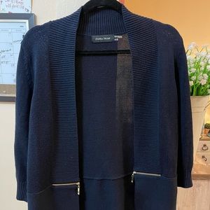 Navy Ivanka Trump Cardigan Gold Zipper Detail